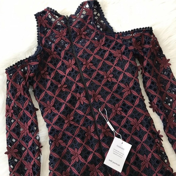 SELF-PORTRAIT Floral Guipure Cold Shoulder Dress - Picture 9 of 13